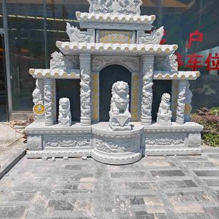 商丘芝麻白中国黑石材套墓 花岗岩墓碑